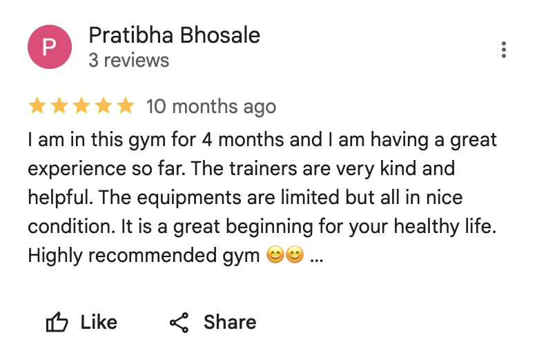 5-star Google review for Intra Fitness Club Ravet highlighting great trainers, energetic Zumba classes, and modern gym facilities