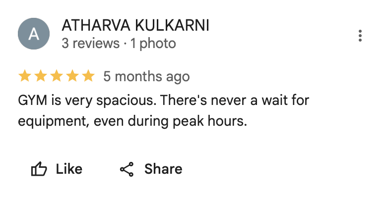 5-star Google review for Intra Fitness Club Ravet highlighting great trainers, energetic Zumba classes, and modern gym facilities
